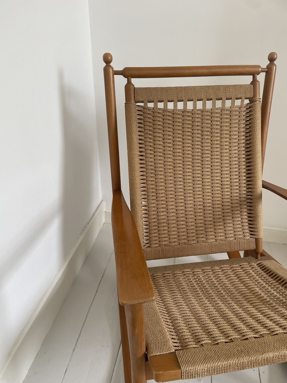 60's Japanese Modern Rocking Armchair With Footstool photo for sale