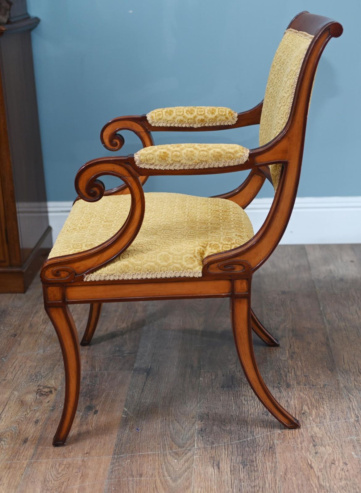 Set Biedermeier Arm Chairs Mahogany Seats 1930 photo 1850.0