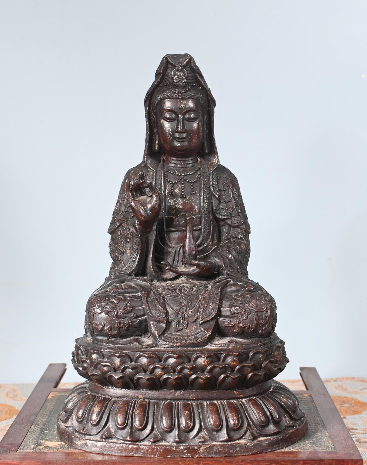 Antique Bronze Buddha Statue Guanyin Kwan Yin Bodhisattva Of Compassion Sculpture