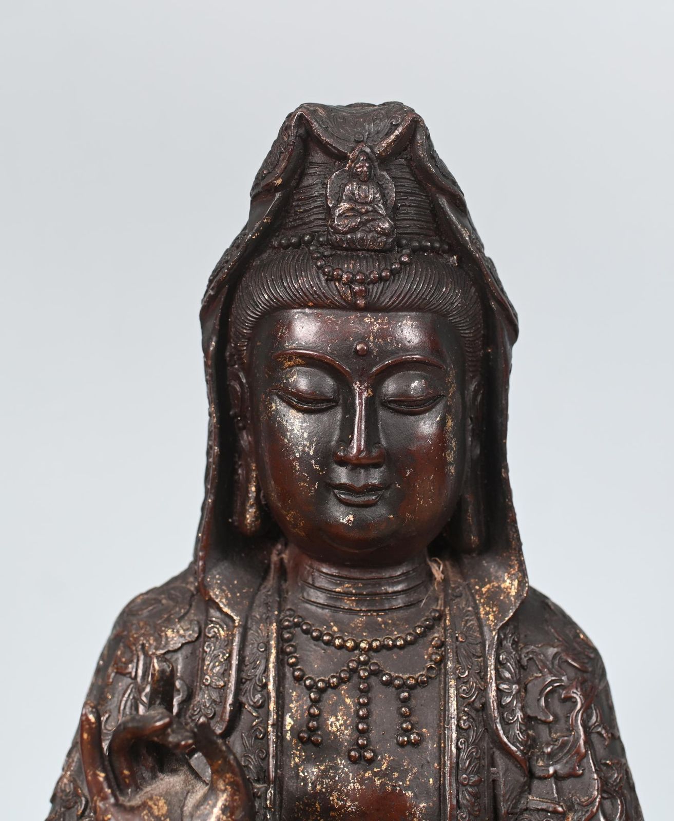 Antique Bronze Buddha Statue Guanyin Kwan Yin Bodhisattva Of Compassion Sculpture photo furniture