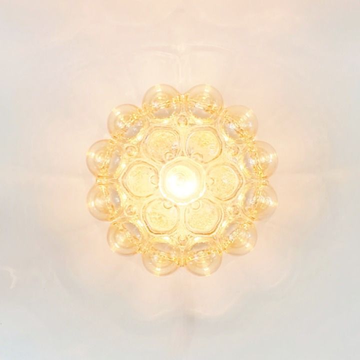Mid Century Amber Bubble Glass Ceiling Light By Helena Tynell For Limburg, Germany, 1960s photo vinterior