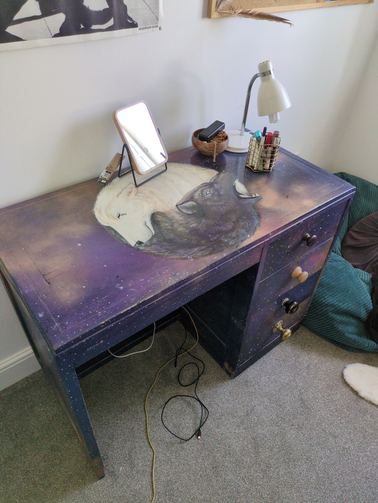 Hand Painted Wooden Desk, With Original Design , Perfect For Kids photo furniture