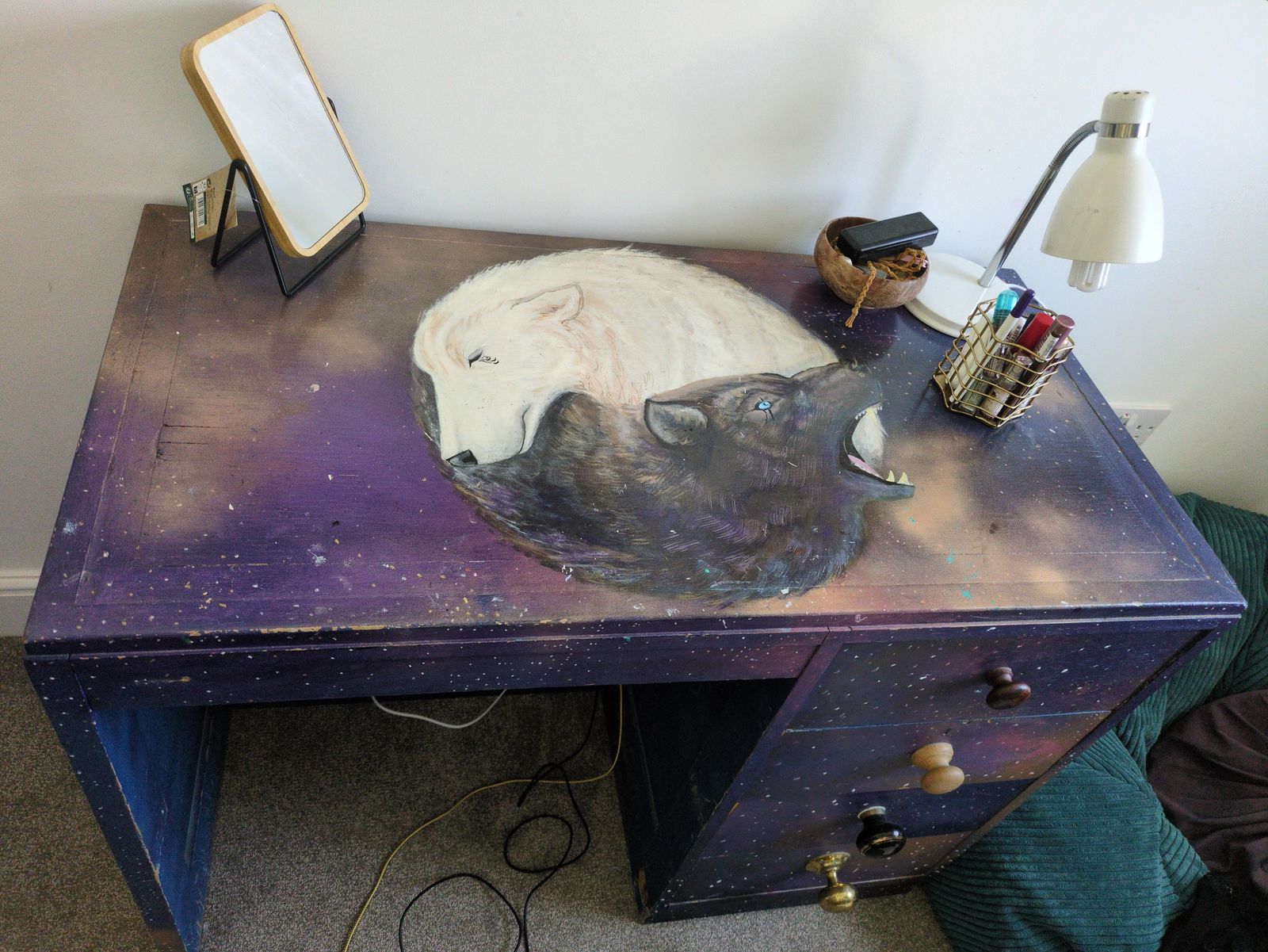 Hand Painted Wooden Desk, With Original Design , Perfect For Kids photo 50.0