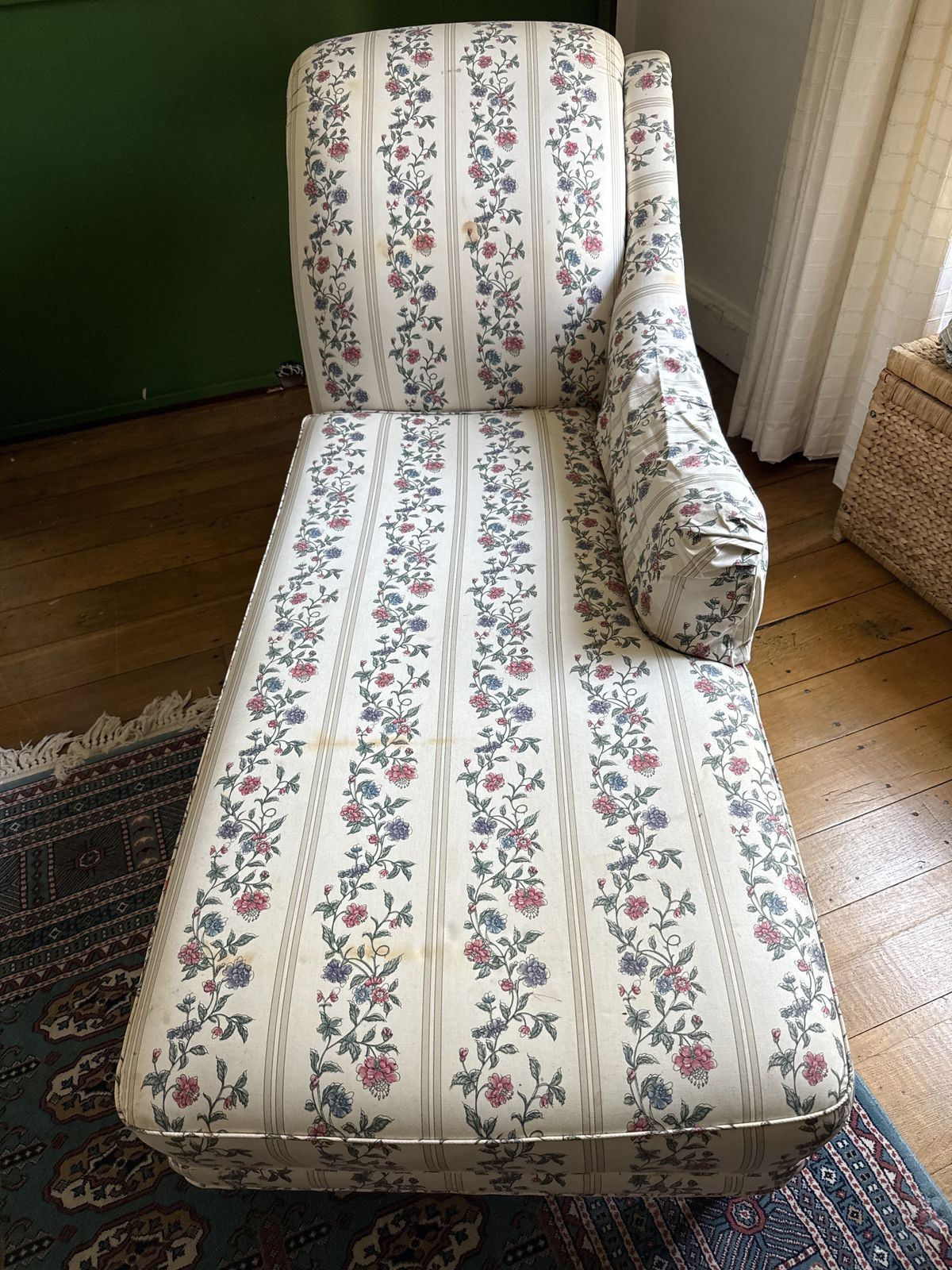 Laura Ashley Chaise Longues With Chinoiserie Stripe Upholstery