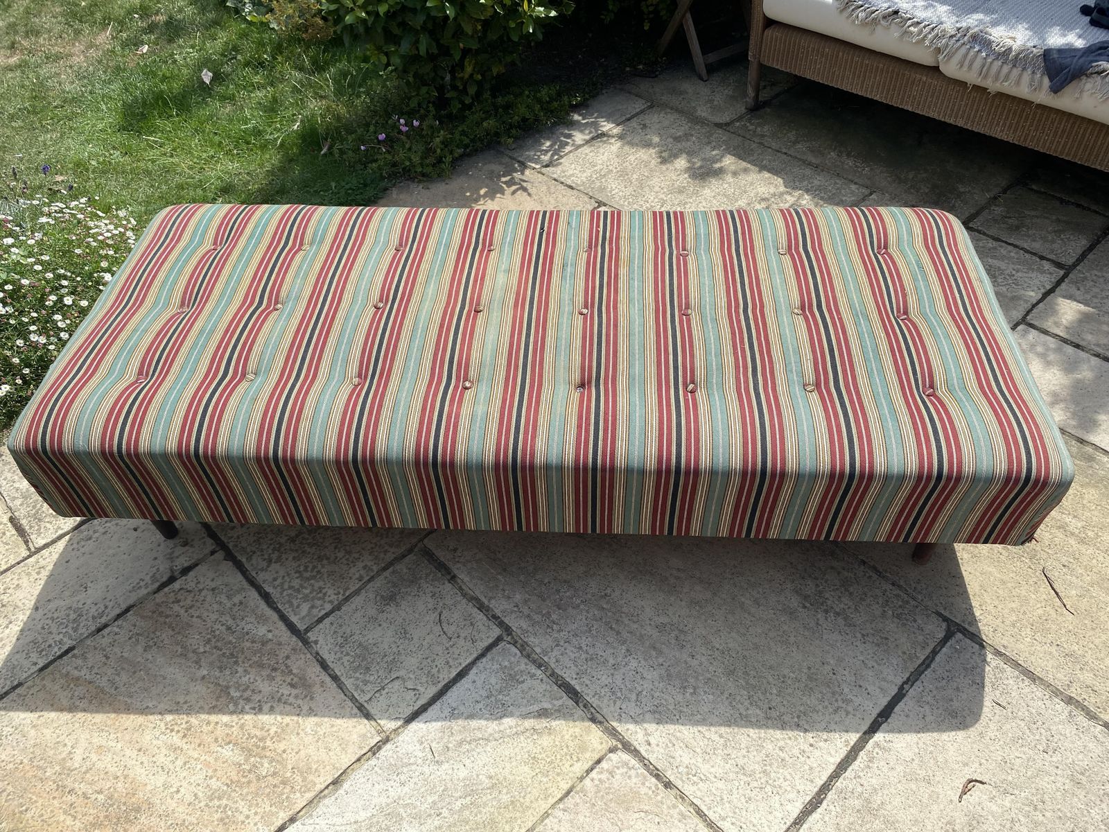Danish Daybed   Red, Gold, Green.