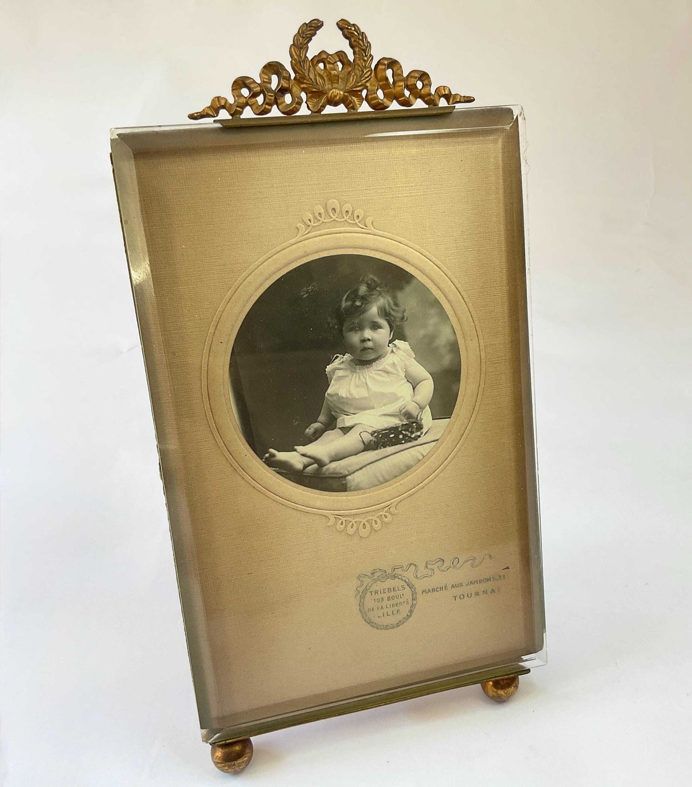 Antique French Gilt Metal And Crystal Glass Photo' Frame, C1890. photo furniture