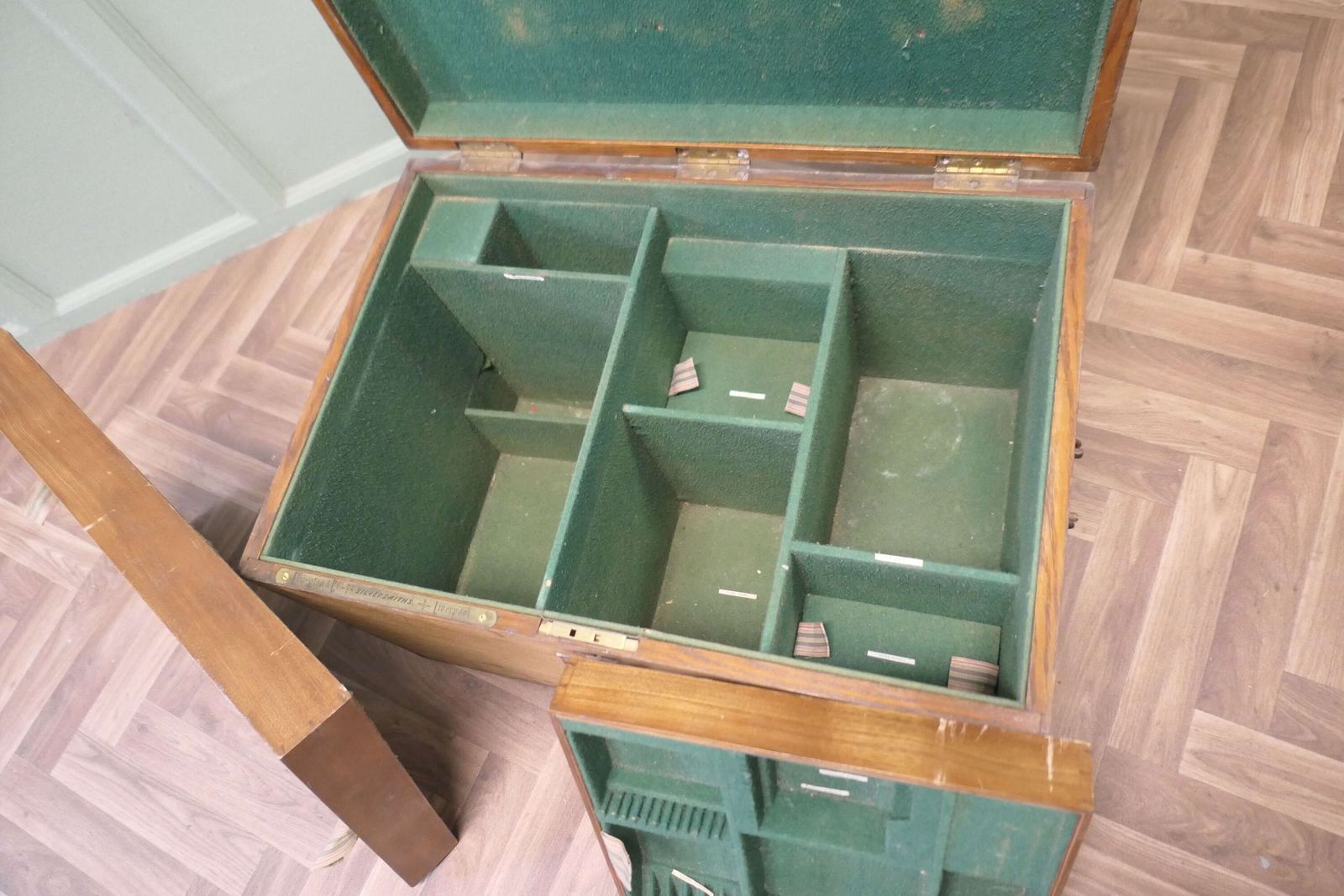 19th C Golden Oak Traveling Silver Chest By Elkington photo vinterior