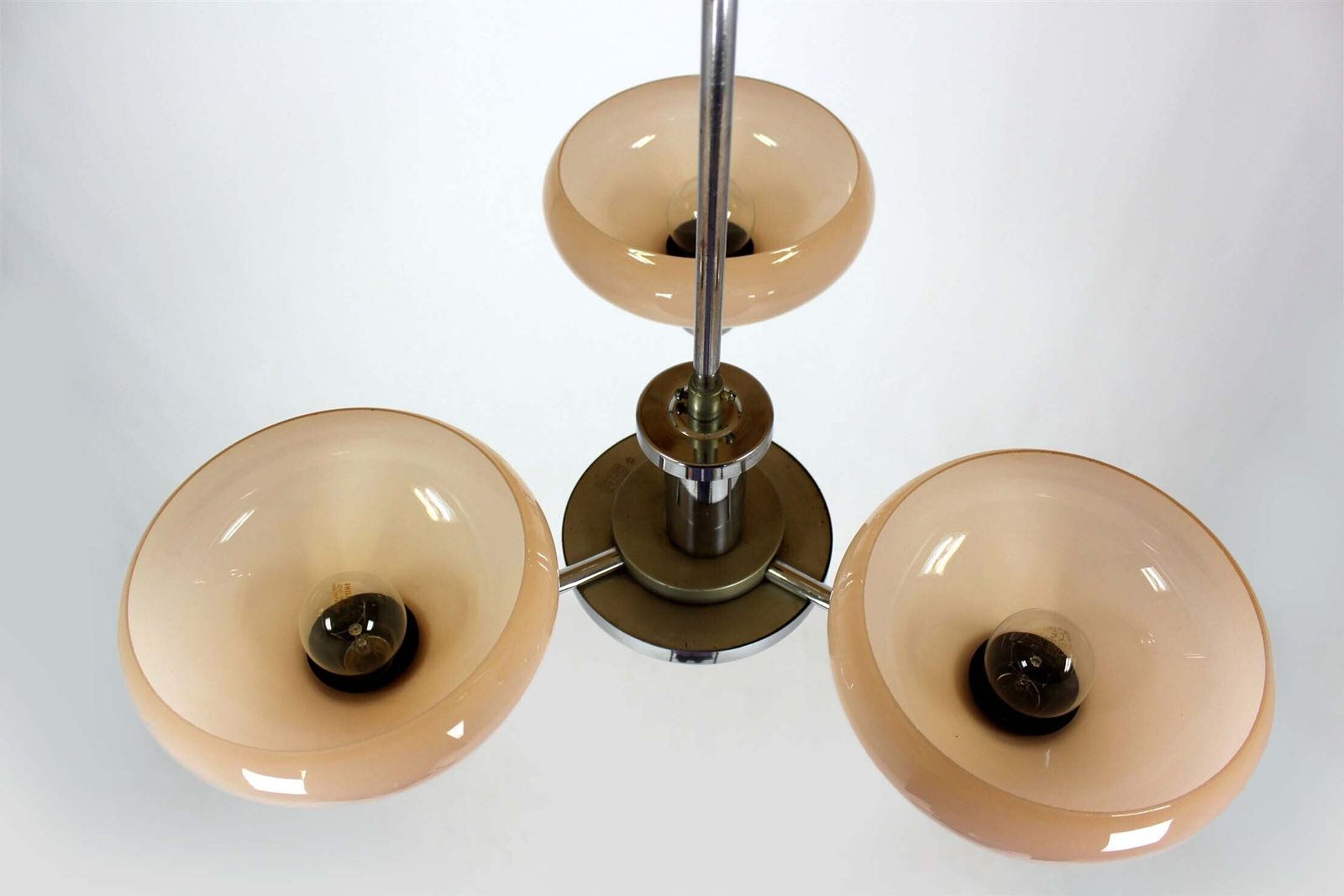 Lighting Bauhaus Chrome Chandelier From Napako, Czechoslovakia, 1940s photo