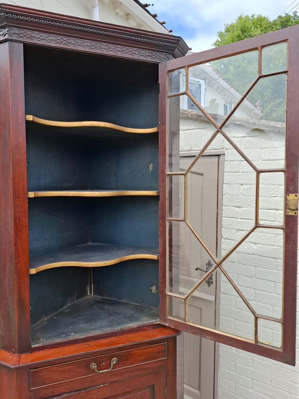 George III Mahogany Astragal Glassed  Corner Cabinet photo buy