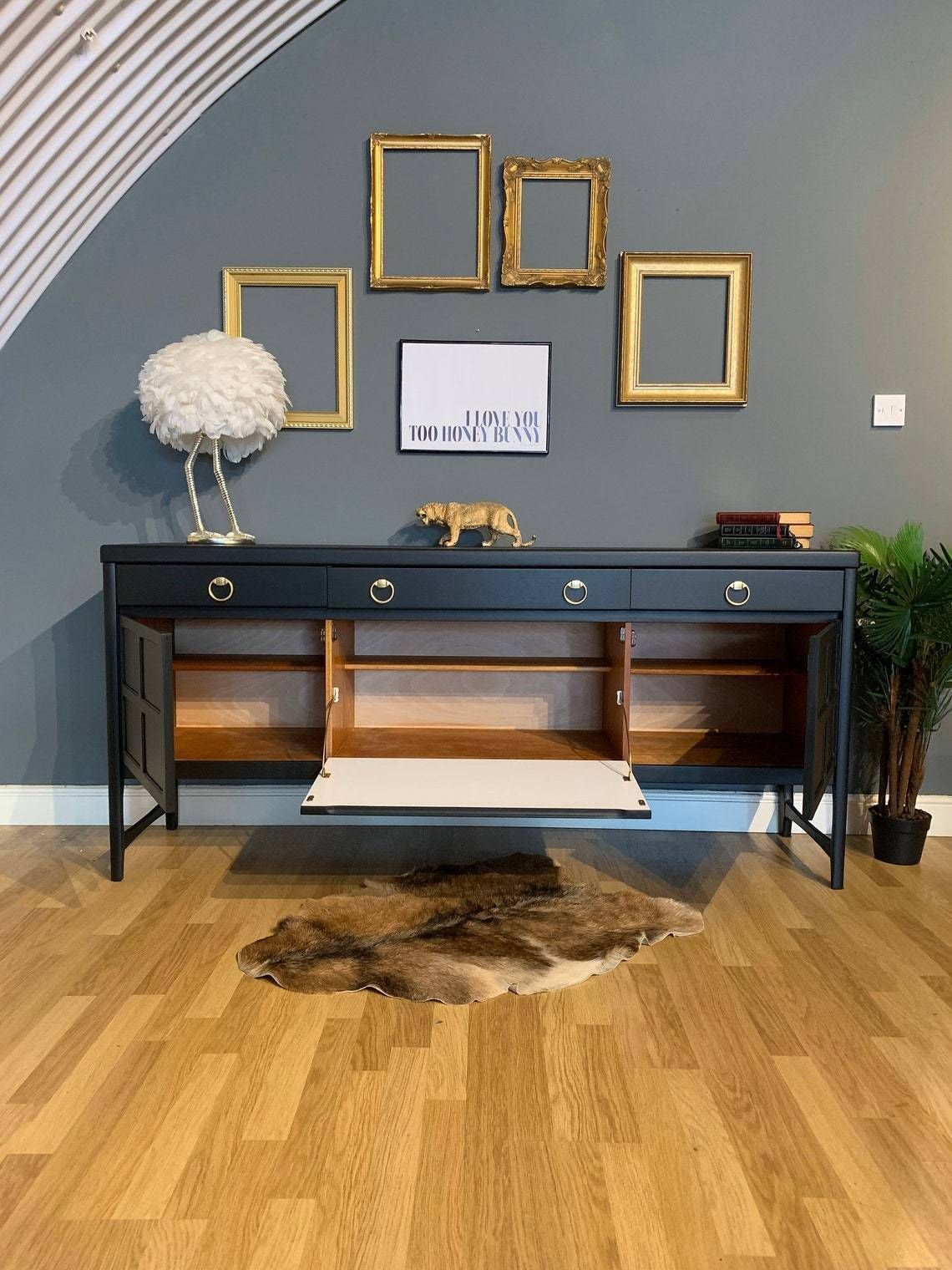Pro Painted All Black Nathan Teak Sideboard Any Colour photo furniture