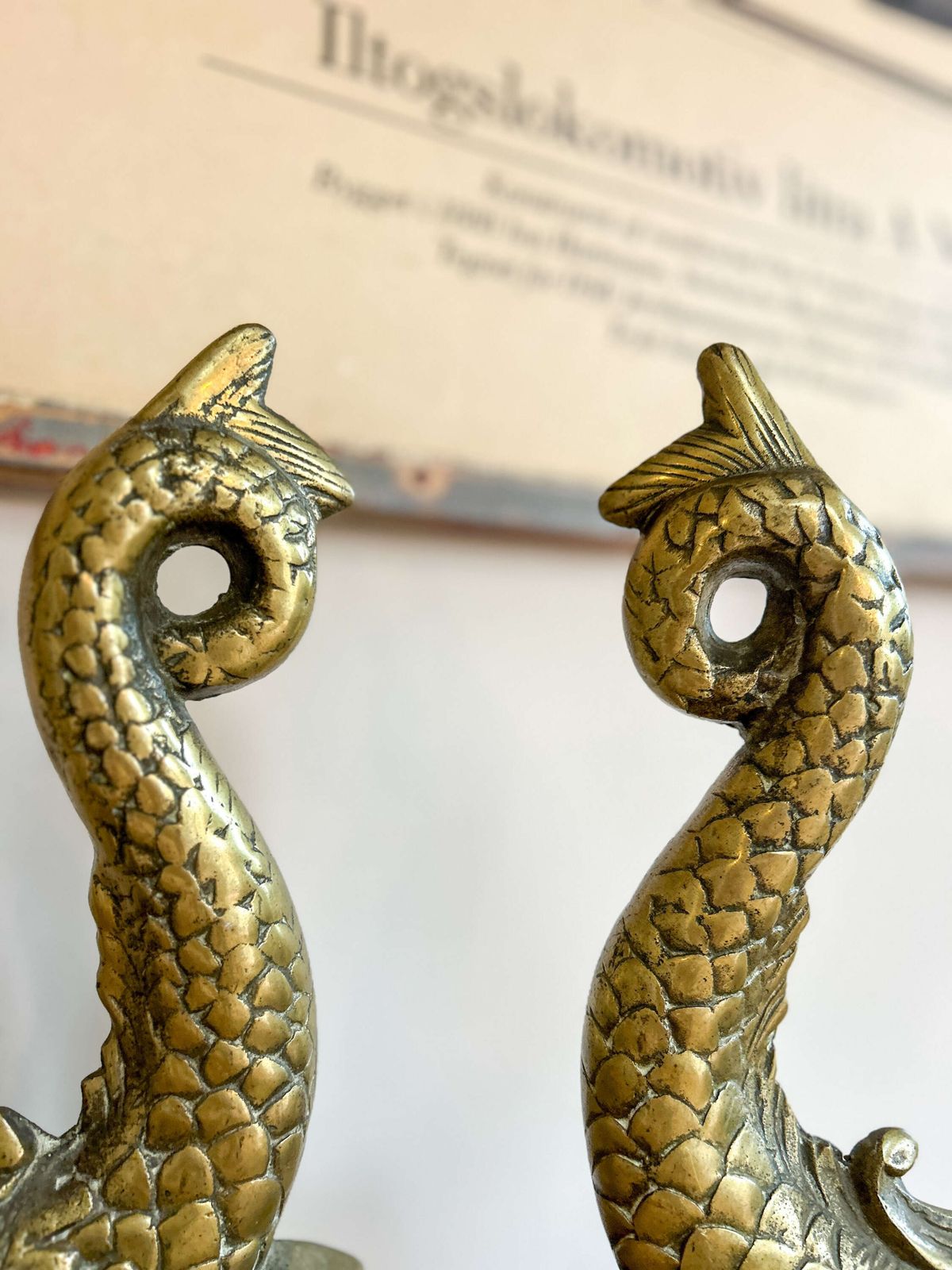 Pair Of Victorian Brass Dolphin Doorstops On Cast Iron Bases photo 250.0