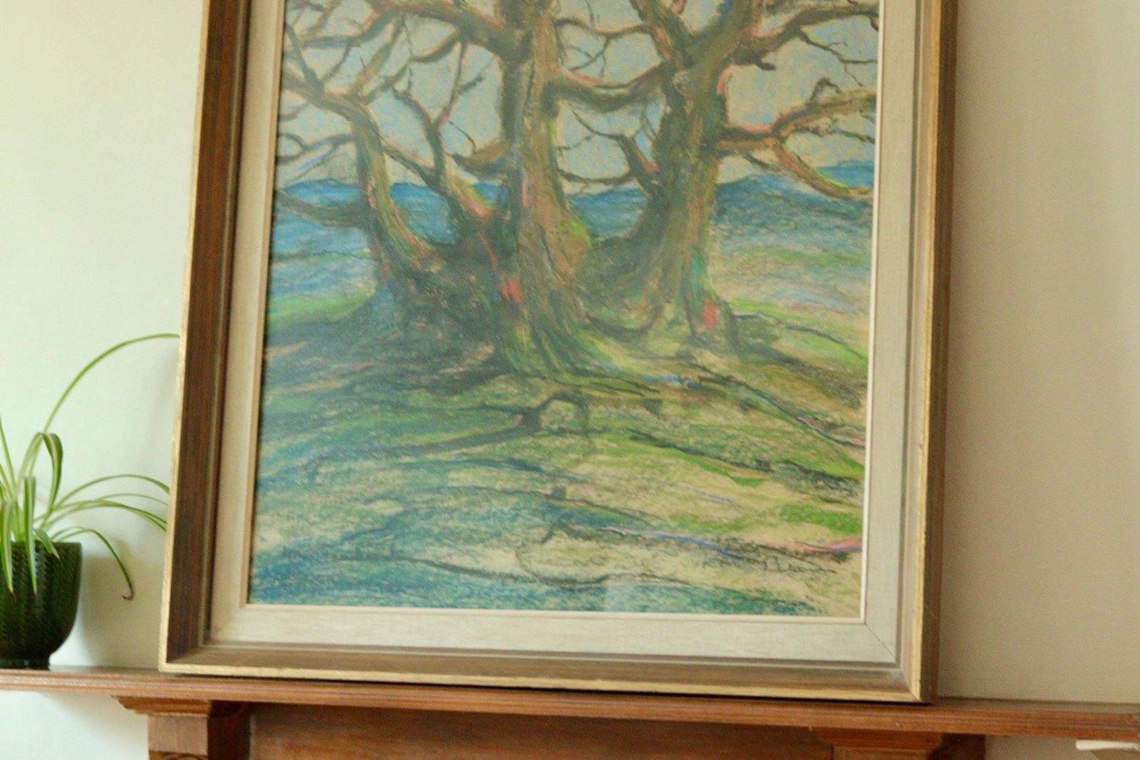 Original Mid Century Mixed Media On Pasted Paper – “Alte Baum” – Hans Tombrock – Vintage & Framed Glazed, 89 X 76.5 Cm (35 X 30.1 In) photo Art