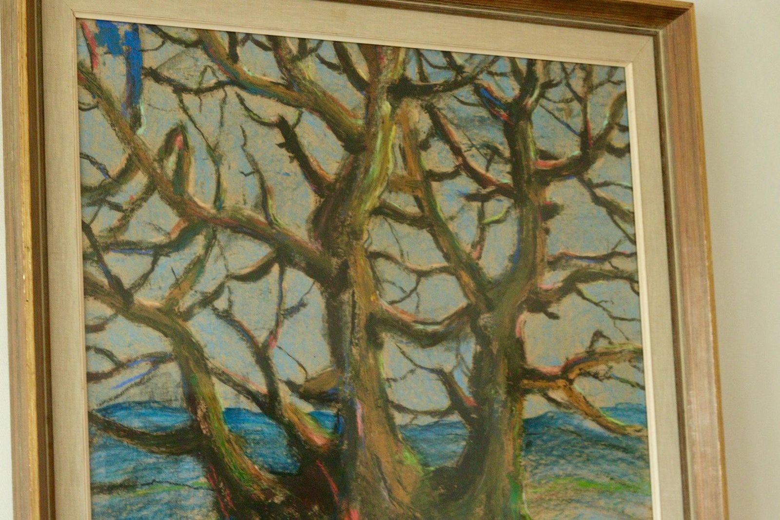 Original Mid Century Mixed Media On Pasted Paper – “Alte Baum” – Hans Tombrock – Vintage & Framed Glazed, 89 X 76.5 Cm (35 X 30.1 In) photo vinterior