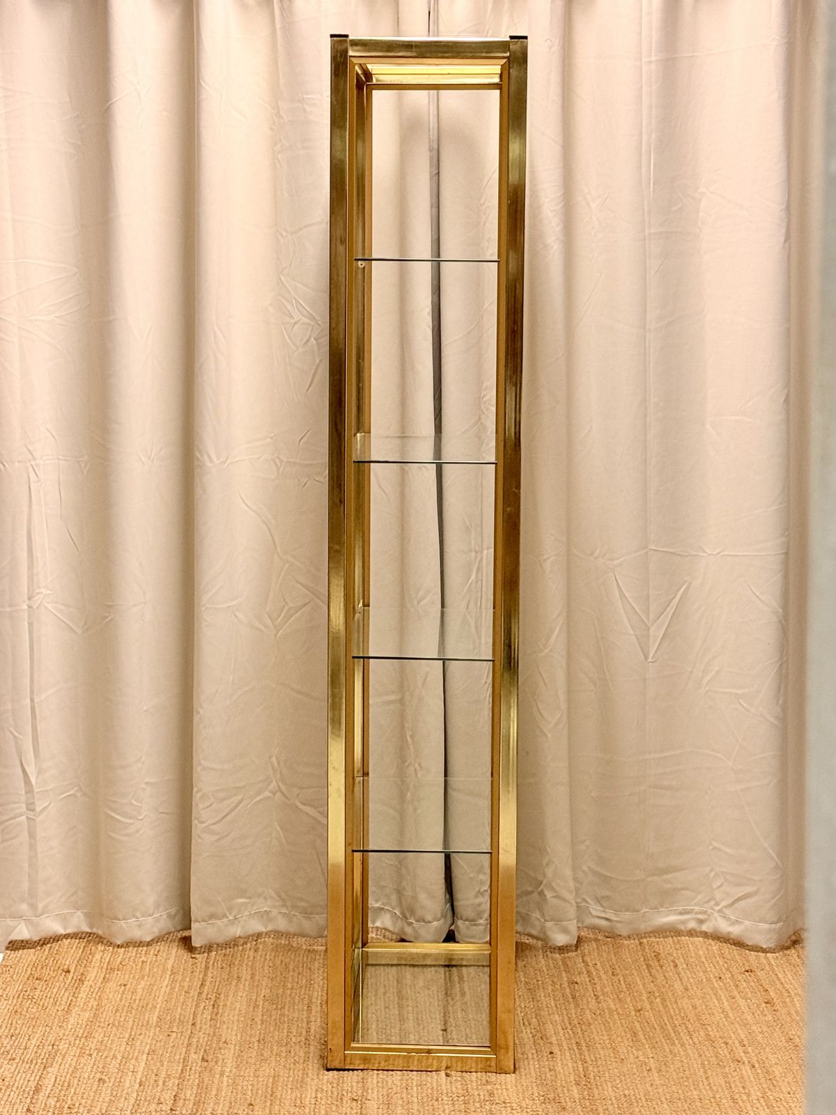 Italian Hollywood Regency Tall Brass & Glass Etagere By Renato Zevi photo Furniture