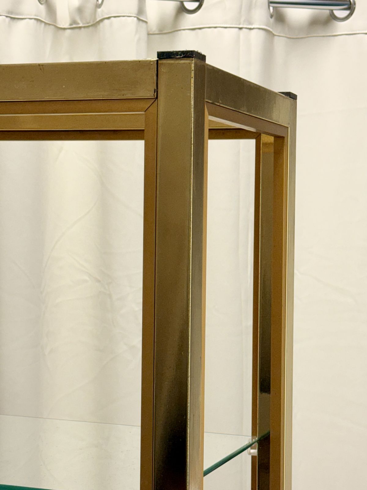 photo for sale Italian Hollywood Regency Tall Brass & Glass Etagere By Renato Zevi