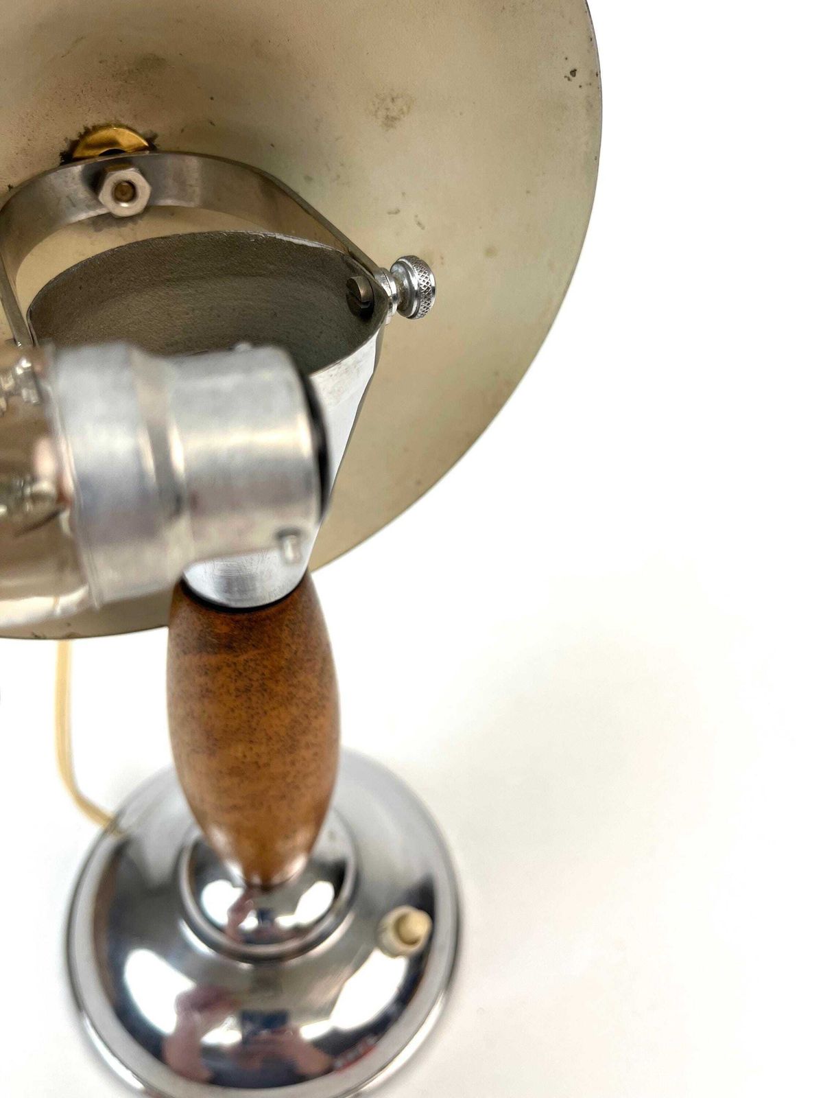 photo furniture Rare Bauhaus Art Deco Chrome Wood Mushroom Desk Lamp 1930