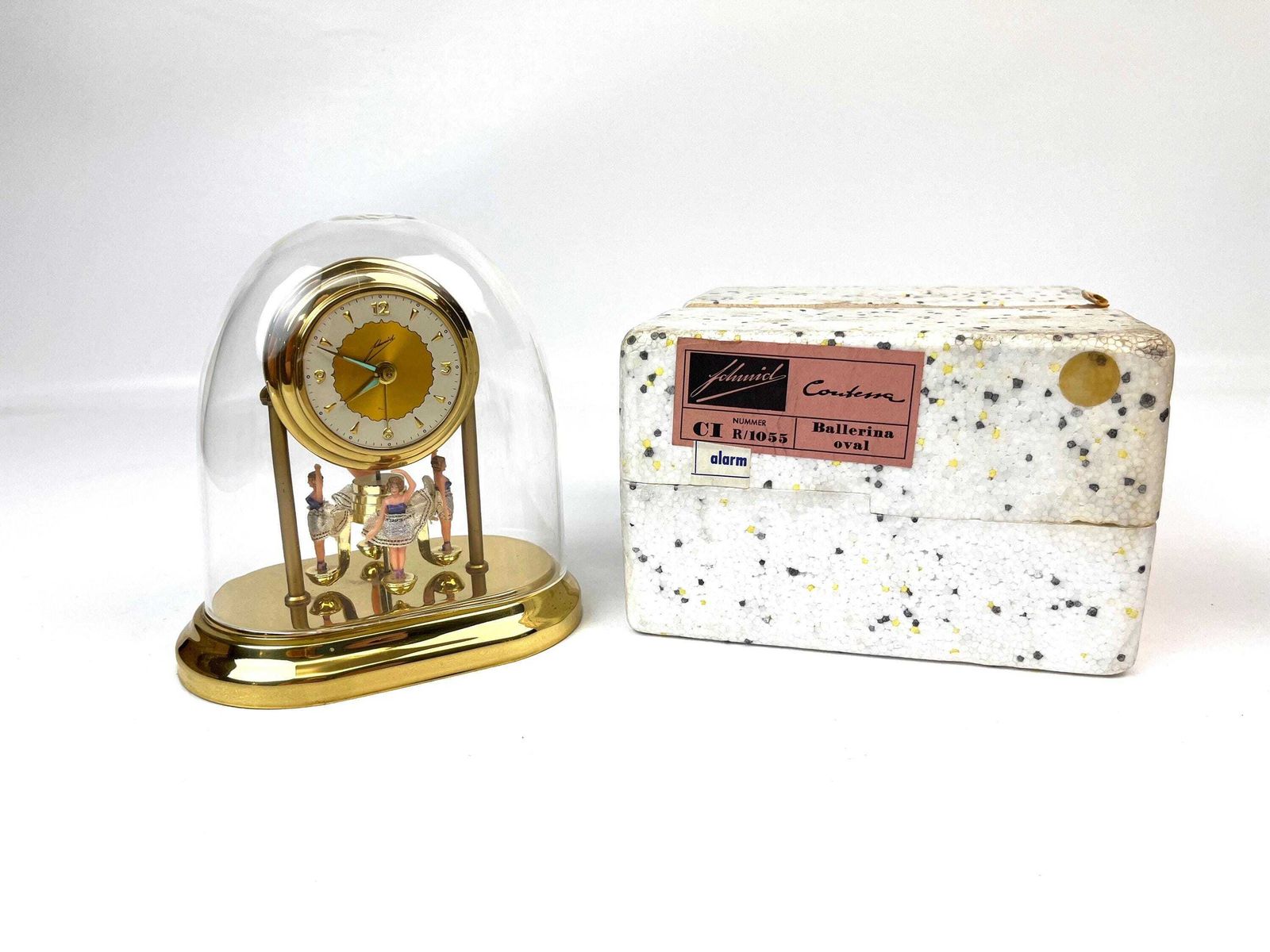 Rare Mid Century Ballerina Pendulum Wind Up Desk Clock By Schmid Nos In Box photo vintage