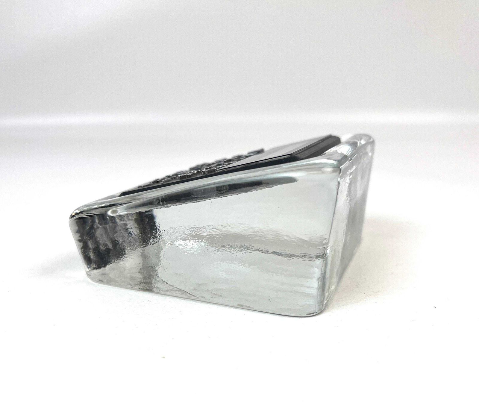 Rare Mid Century Ice Glass Block Working Calculator By Mbo Minimalist Office Decoration Paperweight photo vinterior