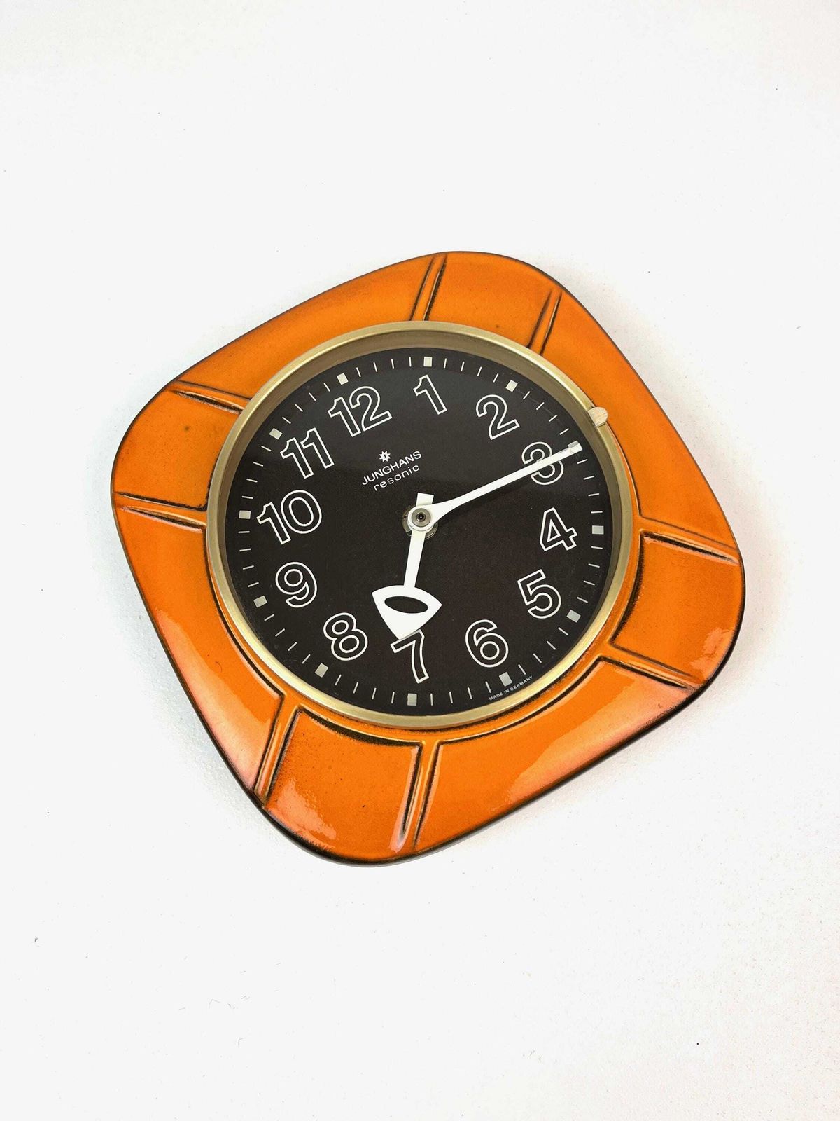 Very Rare Mid Century 70s Space Age Orange Ceramic Wall Clock By Junghans Resonic photo Home Decor