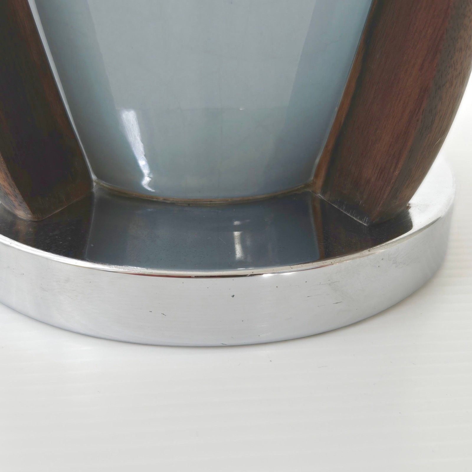 Vintage Scandinavian 1920 Ceramic Rosewood Chrome Art Deco Vase 20s Retro photo buy