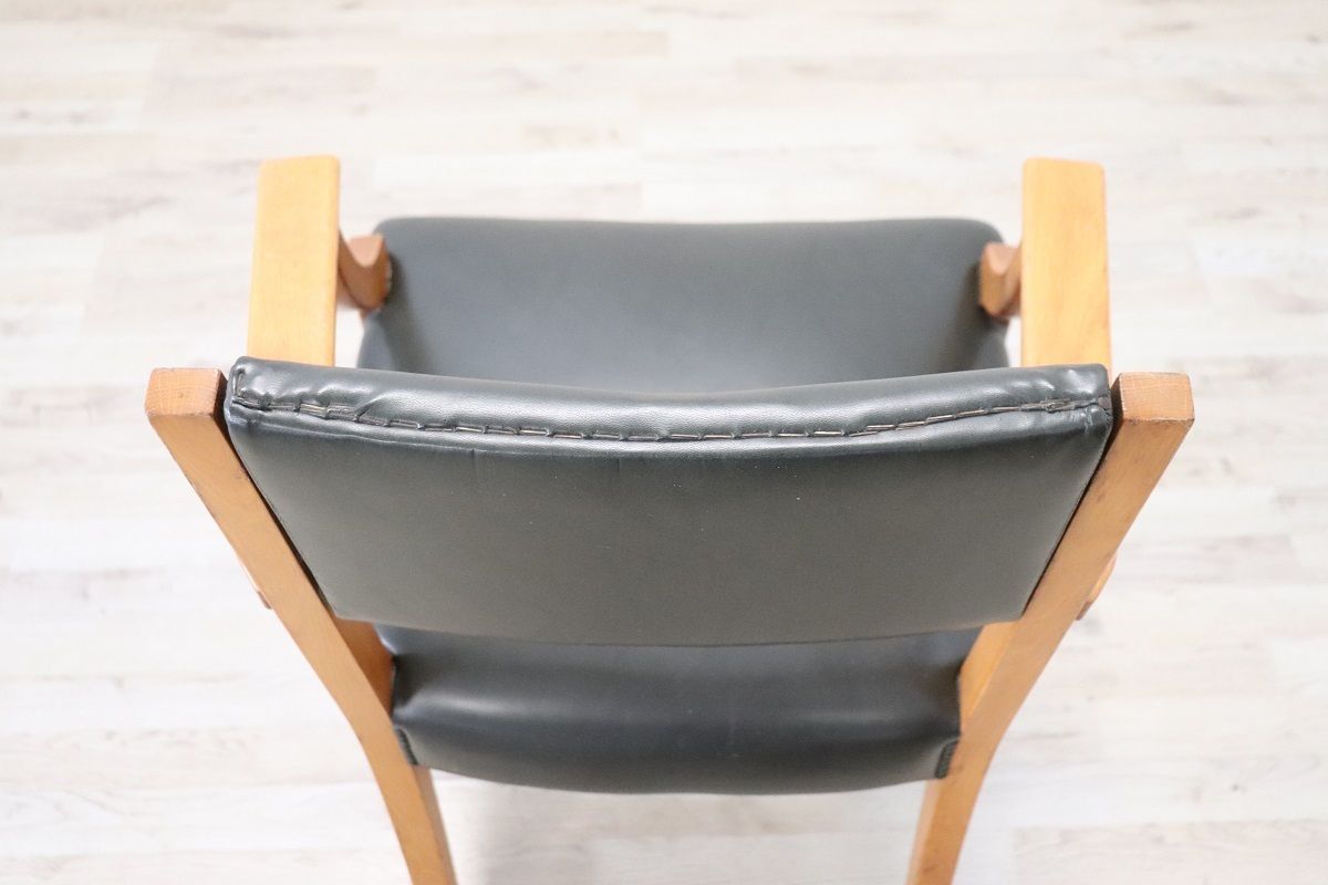 Desk Armchair In Oak And Faux Leather photo furniture