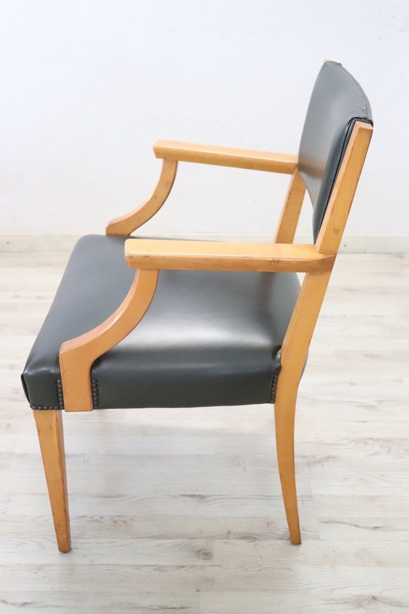 Desk Armchair In Oak And Faux Leather photo Furniture