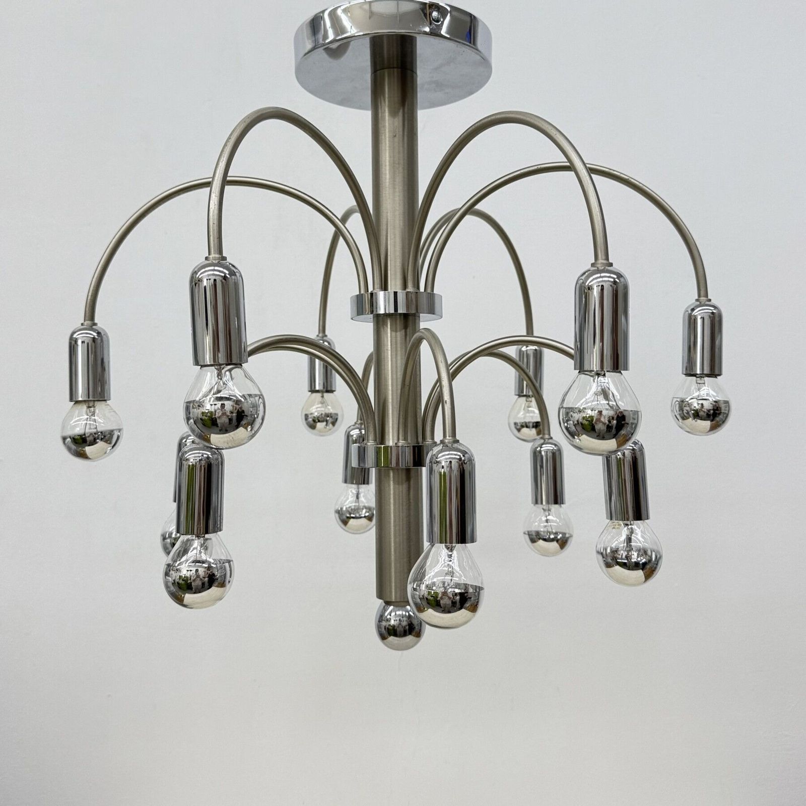 Vintage Plafondlamp Van Verchroomd Messing Van Sciolari, Jaren 1970