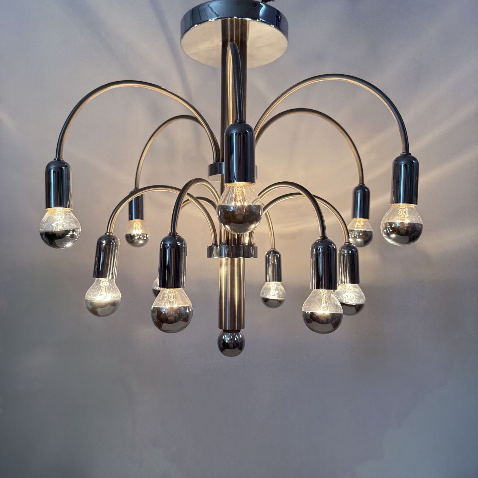 Vintage Plafondlamp Van Verchroomd Messing Van Sciolari, Jaren 1970 photo 909.0