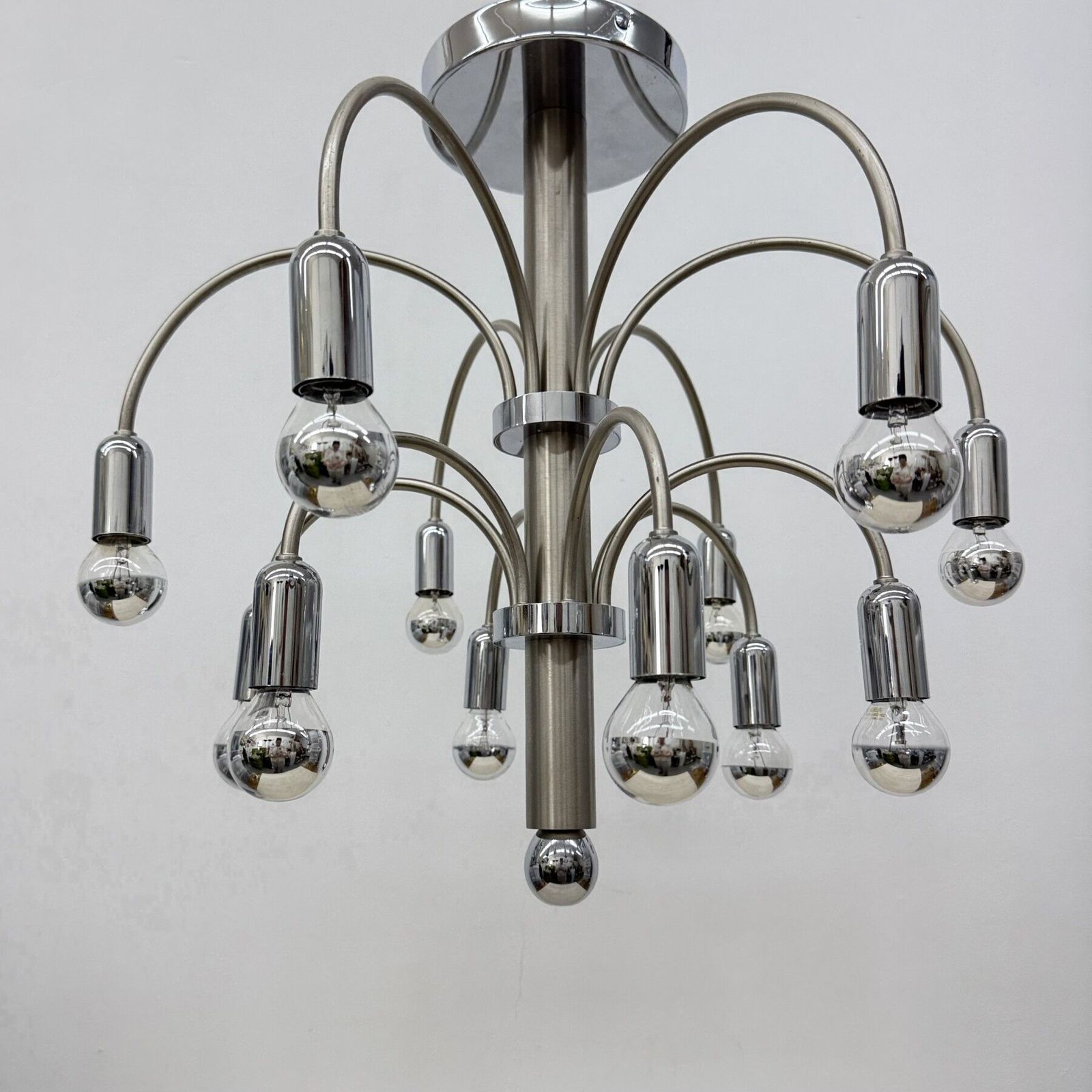 photo buy Vintage Plafondlamp Van Verchroomd Messing Van Sciolari, Jaren 1970