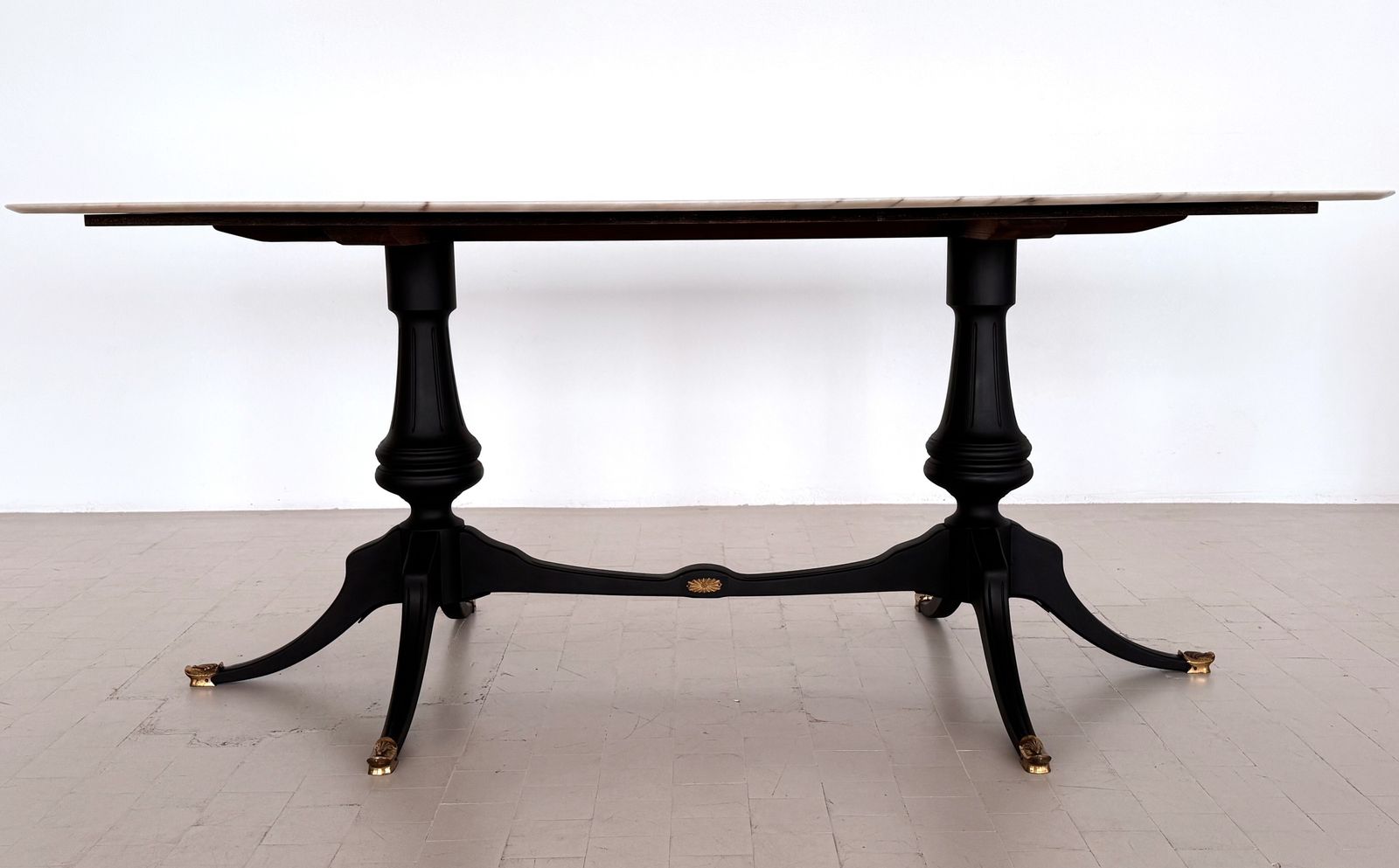 Italian Midcentury Sculptural Dining Room Table With Marble Top, 1950s photo 2980.0