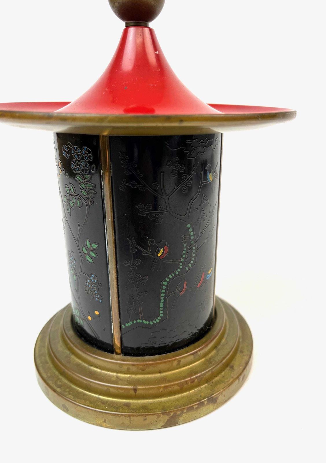 Rare Art Deco Stunning Enamel Pagoda Cigarette Dispenser Japan 1940 photo vinterior