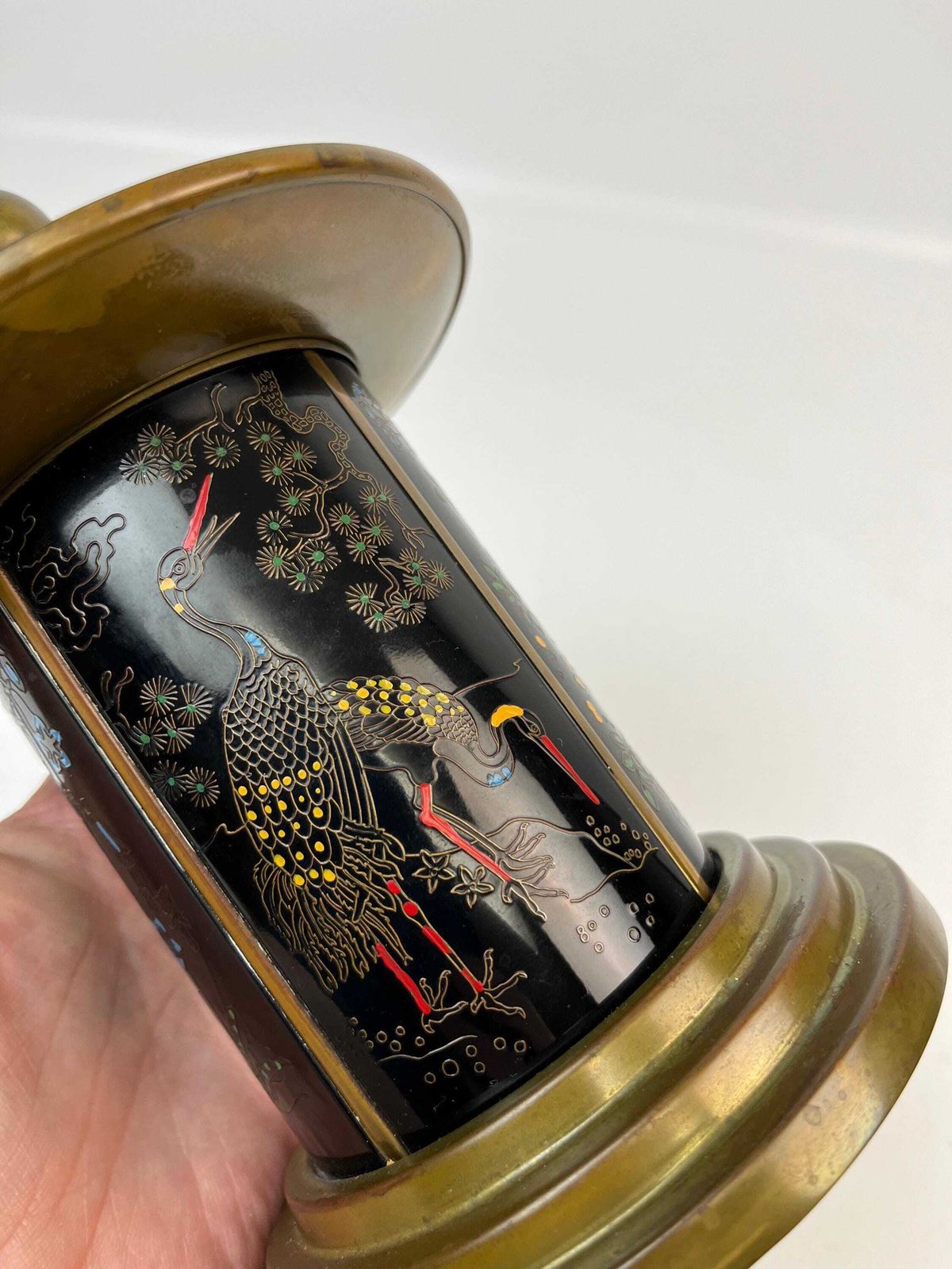 Rare Art Deco Stunning Enamel Pagoda Cigarette Dispenser Japan 1940 photo vintage