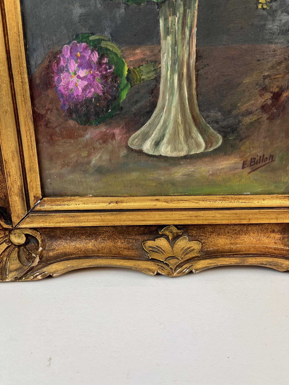 Antique French Hydrangeas Floral Still Life Oil Painting Flowers Signed By E .Billon Framed photo buy