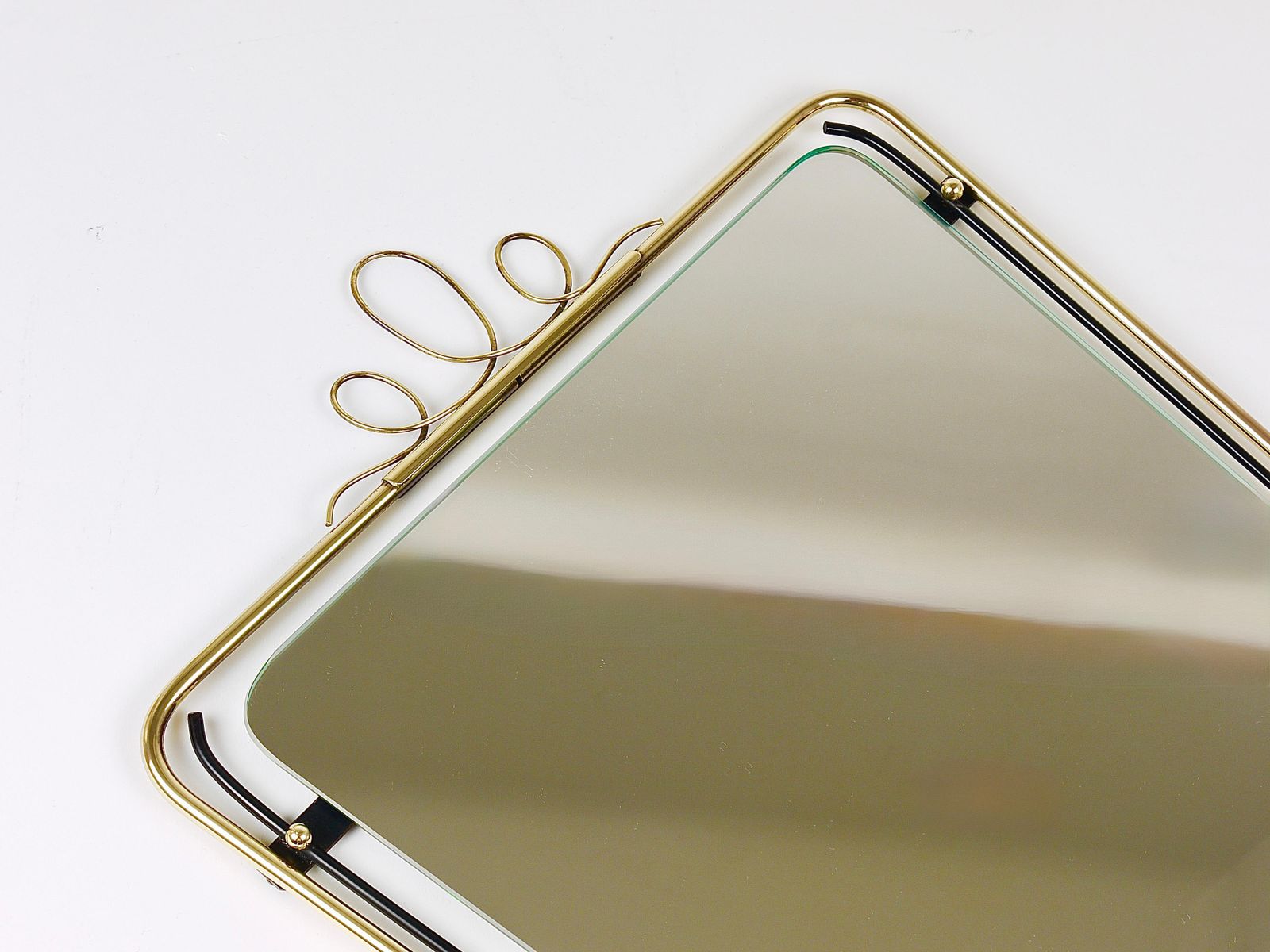 Midcentury Modern Brass Loops Wire Wall Mirror, Italy, 1950s photo 1623.0