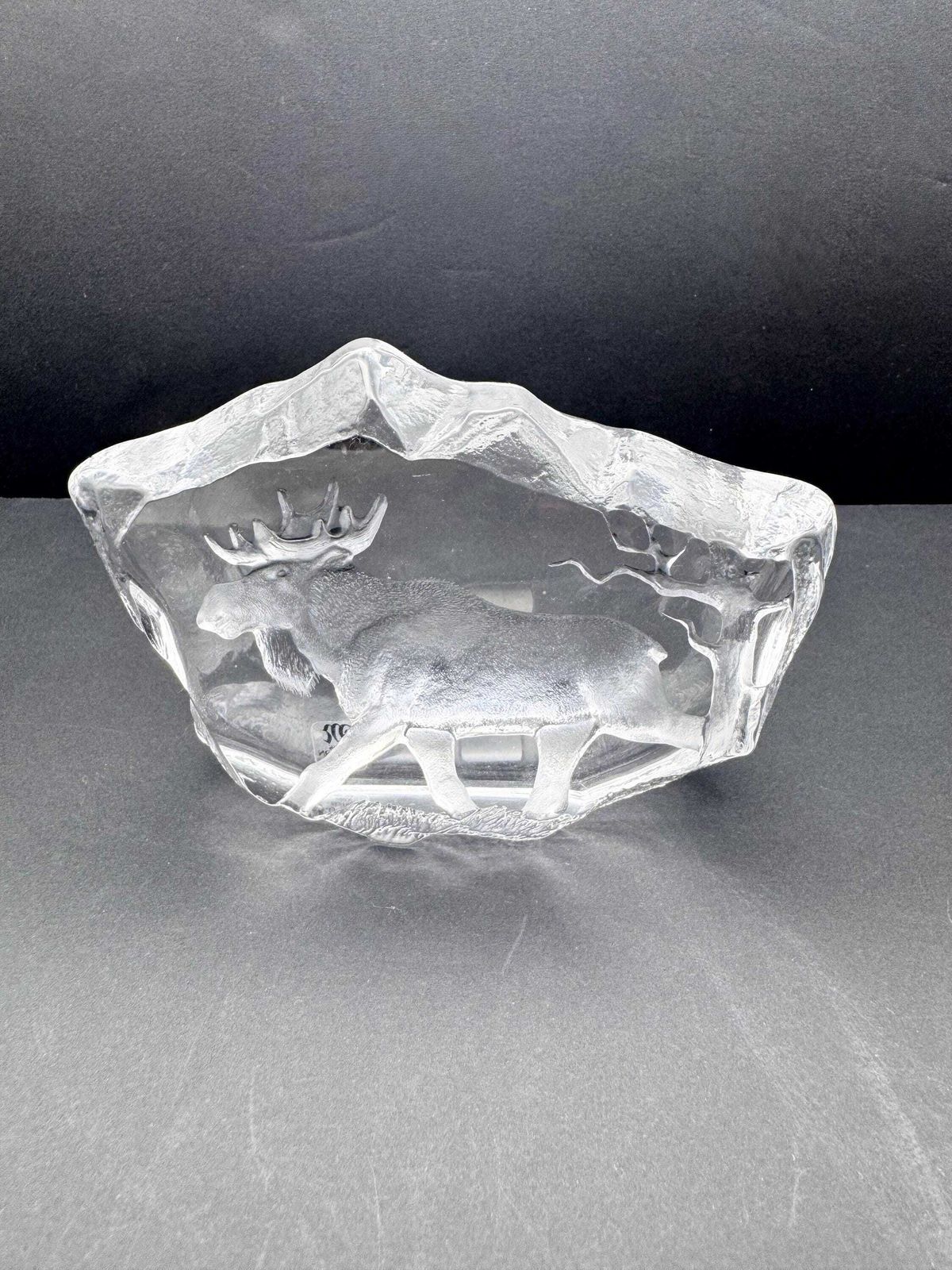 Mats Jonasson For Maleras Crystal Moose Ornament, Collectable Swedish Glass photo 90.0