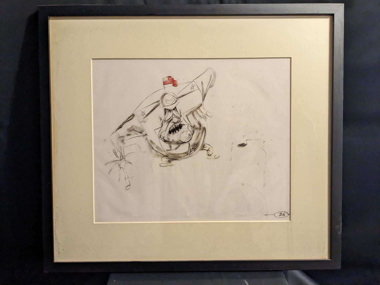Large Format Original Vintage Animation Cel Framed Hand Drawn