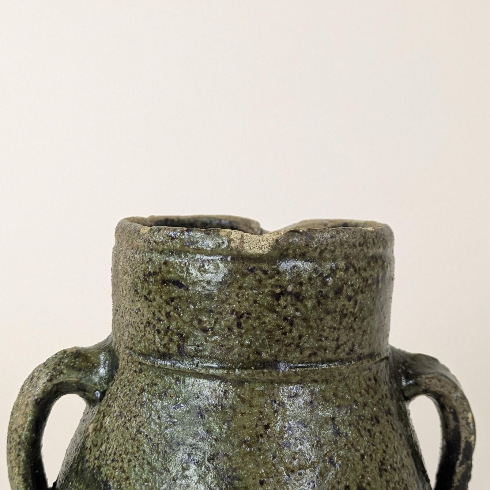photo furniture Antique 18th Century French Pot Stoneware Resin Jar Rustic Provincial Pottery Twin Handled Primitive Vessel For Wabi Sabi Farmhouse Decor
