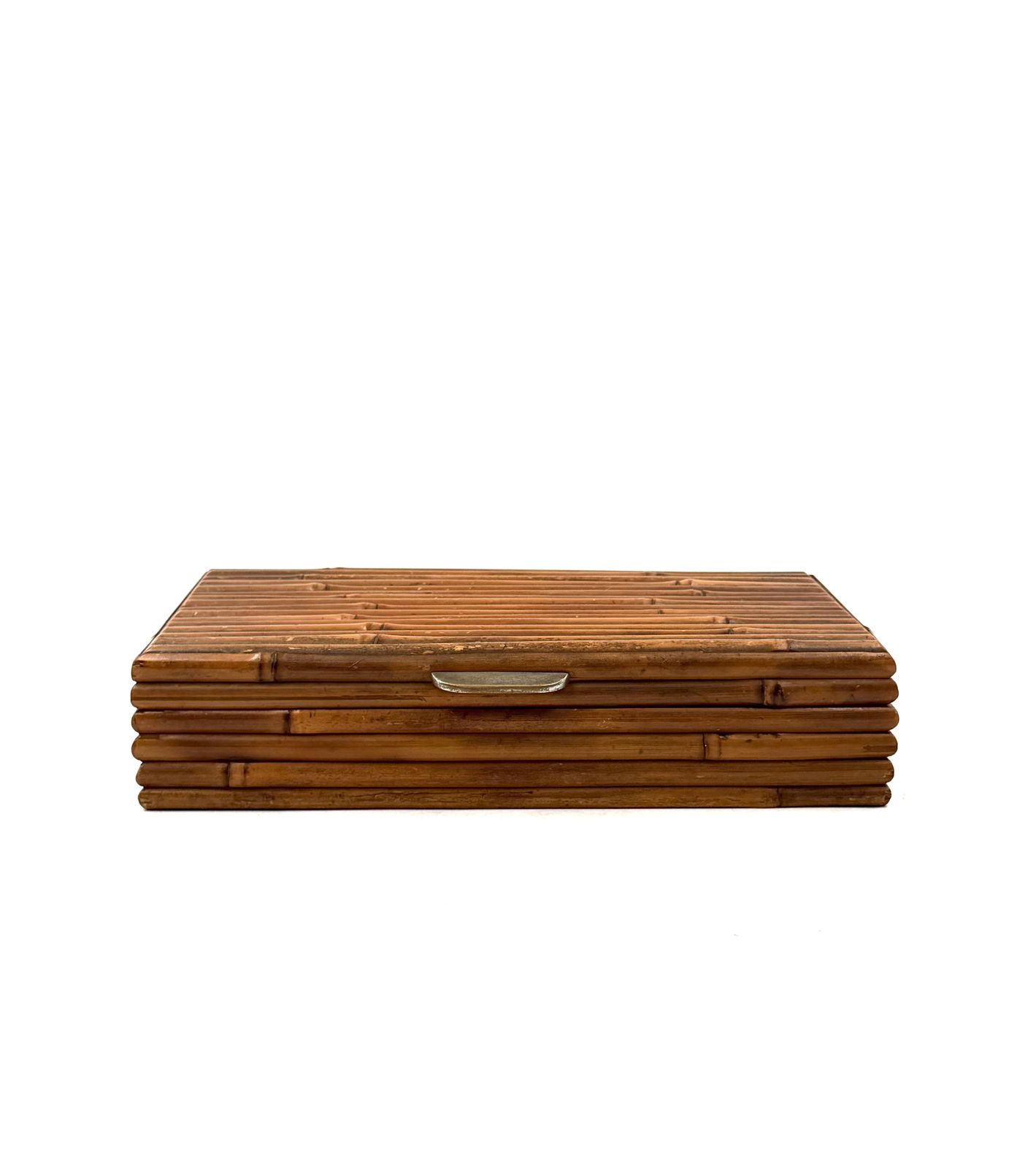 Hollywood Regency Grissinato Bamboo Jewelry Box Gabriella Crespi Style, Rcm Italy 1970 photo for sale