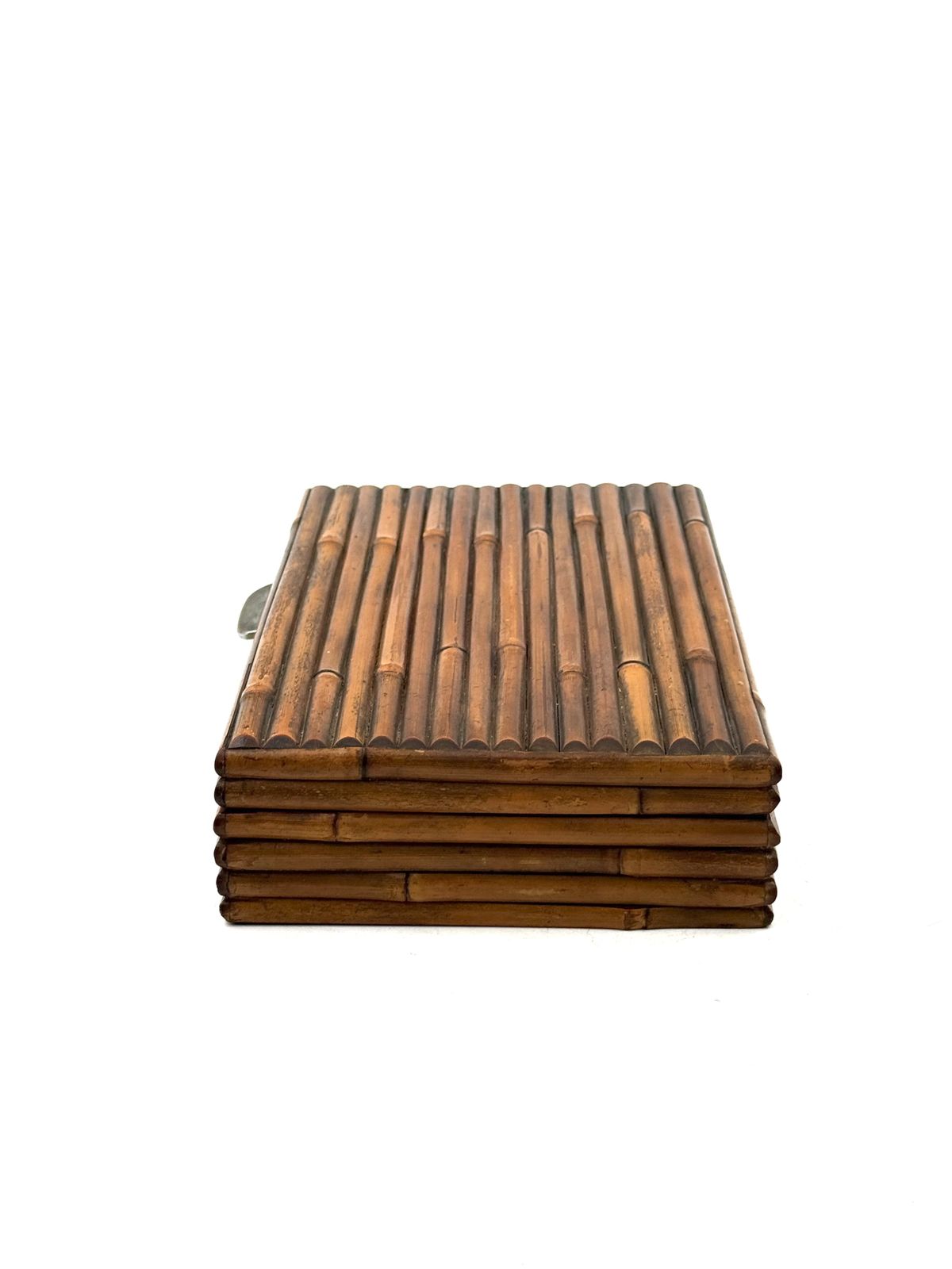 Home Decor Hollywood Regency Grissinato Bamboo Jewelry Box Gabriella Crespi Style, Rcm Italy 1970 photo