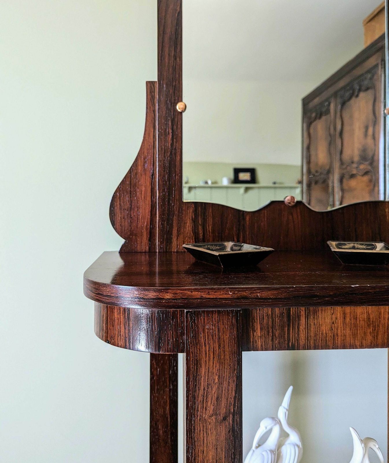 A Vintage French Art Deco Rosewood Console Table With Mirror C1930s photo 845.0