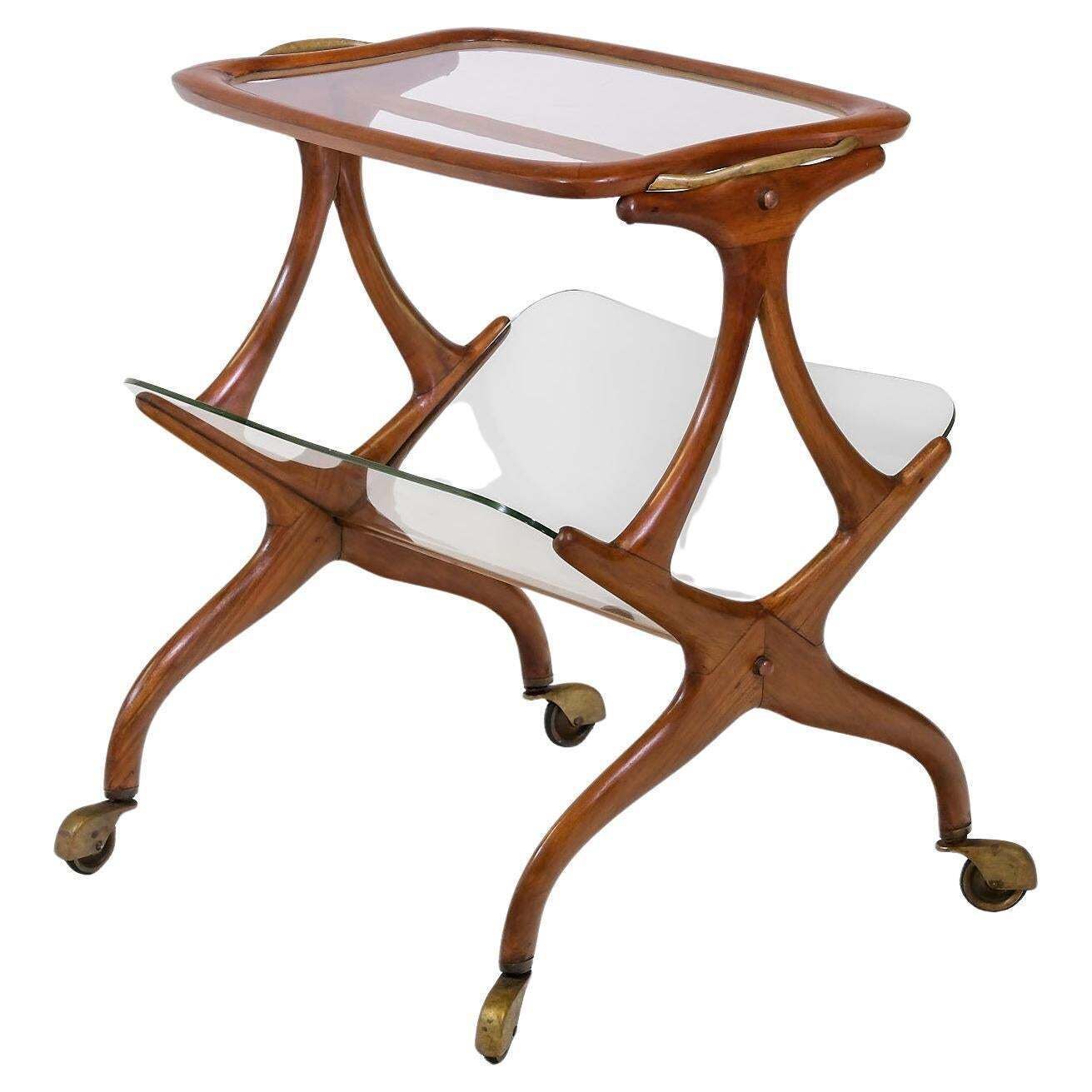 photo vintage Mid Century Italian Cesare Lacca Bar Cart Trolley
