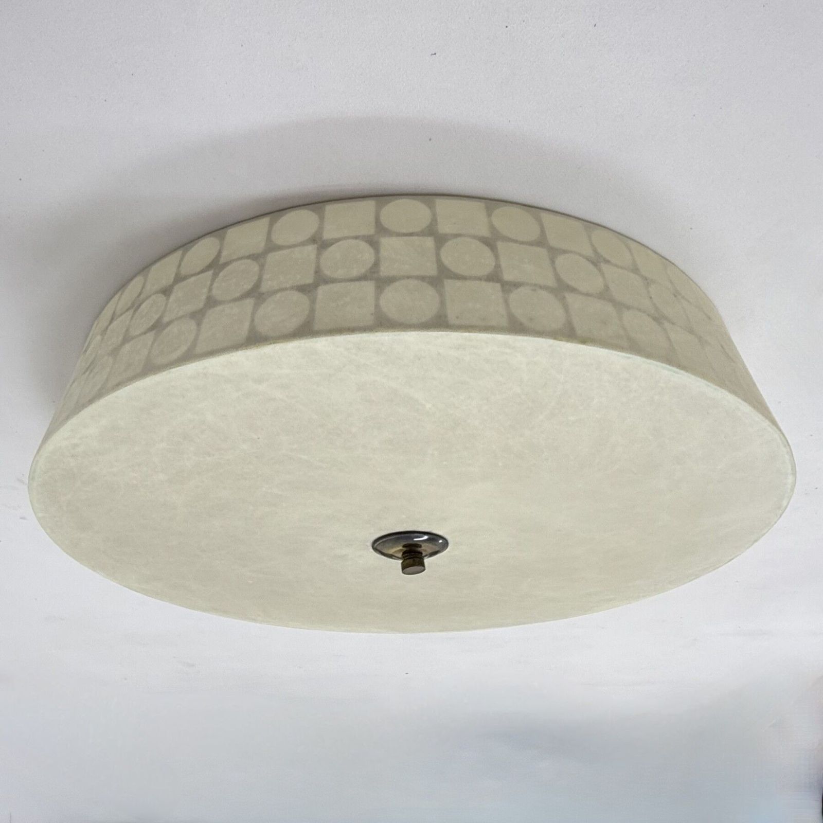 Grote Mid Century Modern Ronde Witte Cocon Plafondlamp Van Goldkant Leuchten, Ca. Jaren 1960