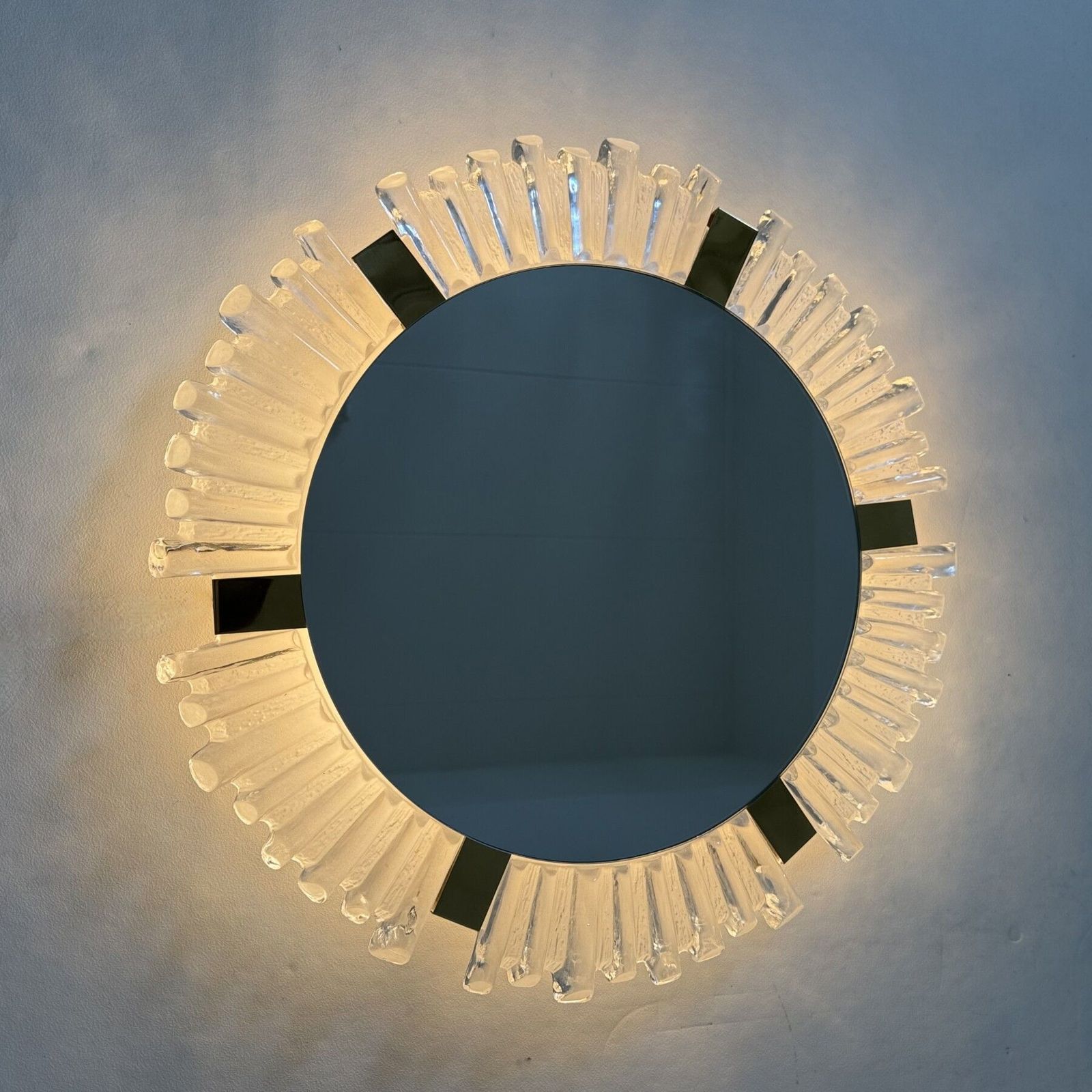 Murano Ice Glass & Brass Backlit Mirror Attributed To J. T. Kalmar For Kalmar, Austria, 1960s photo furniture
