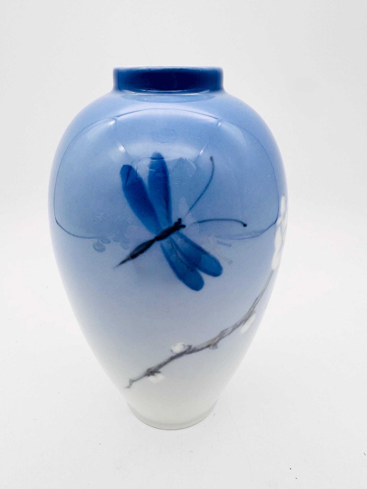 Royal Copenhagen Vase Cherry Blossom And Dragonfly Blue Posy Vase photo for sale