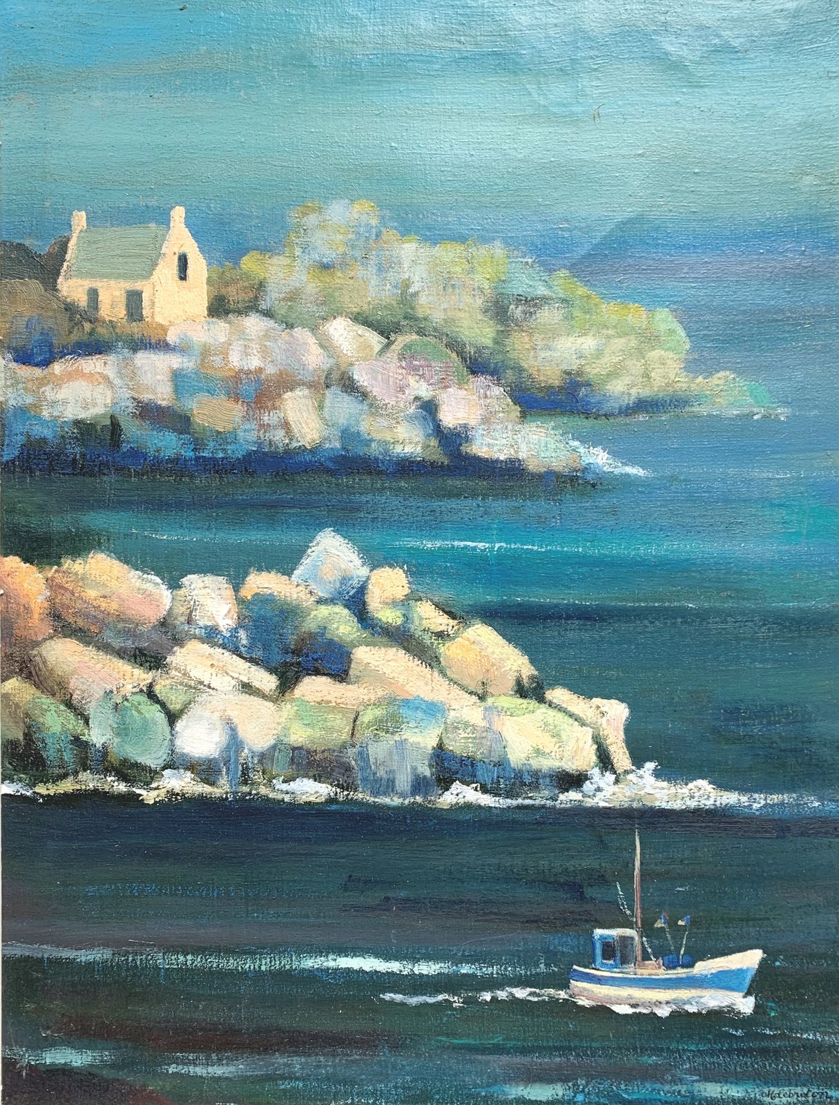 Bretagne Coast Original Modern French Post Impressionistic Oil Painting photo 145.0