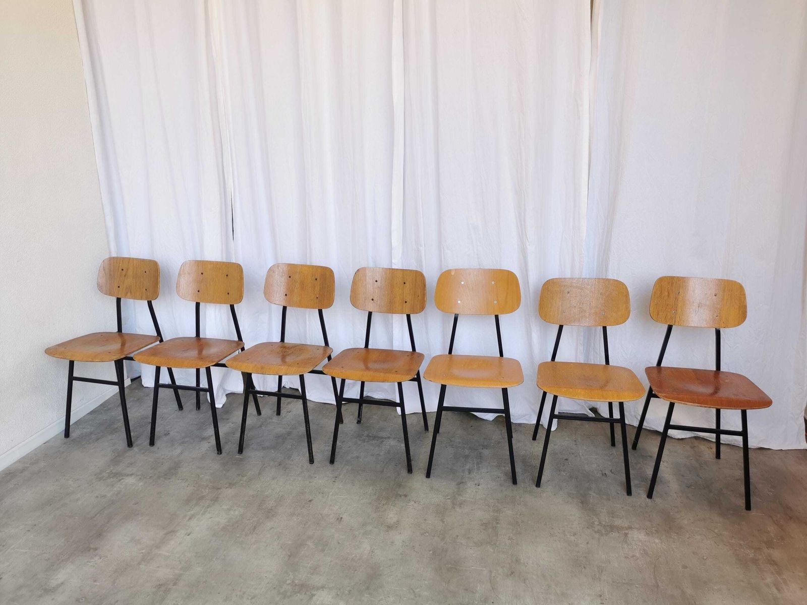 1 Of 7 Vintage School Chairs By Stol Kamnik / 1970s Yugoslavia / Mid Century Wooden And Metal Chairs / Retro Industrial Seating photo furniture