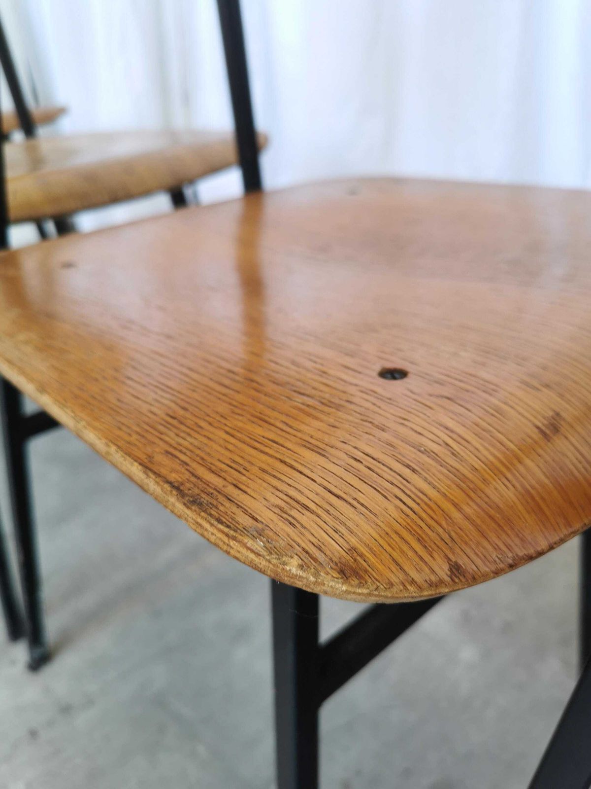 1 Of 7 Vintage School Chairs By Stol Kamnik / 1970s Yugoslavia / Mid Century Wooden And Metal Chairs / Retro Industrial Seating photo Furniture
