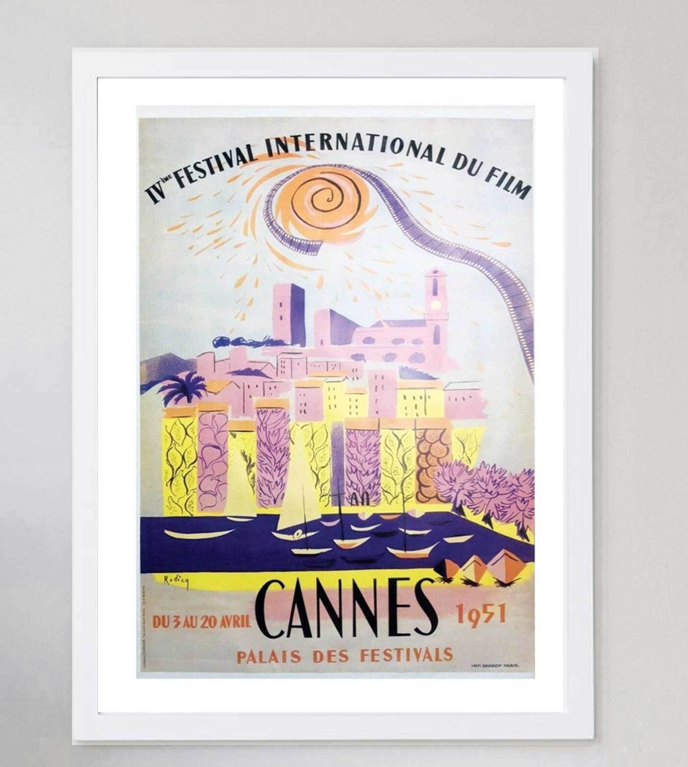 Cannes Film Festival 1951 Original Vintage Poster photo for sale
