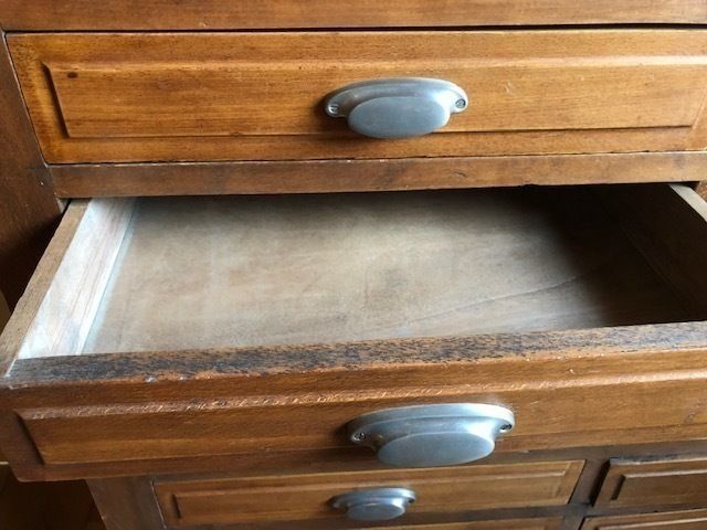 Vintage French Storage Furniture   Solid Oak And Pewter Handles, A Beautiful Piece Of Useful Furniture photo for sale