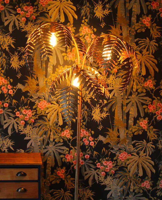 Antique Gold Palm Leaf Floor Lamp photo furniture